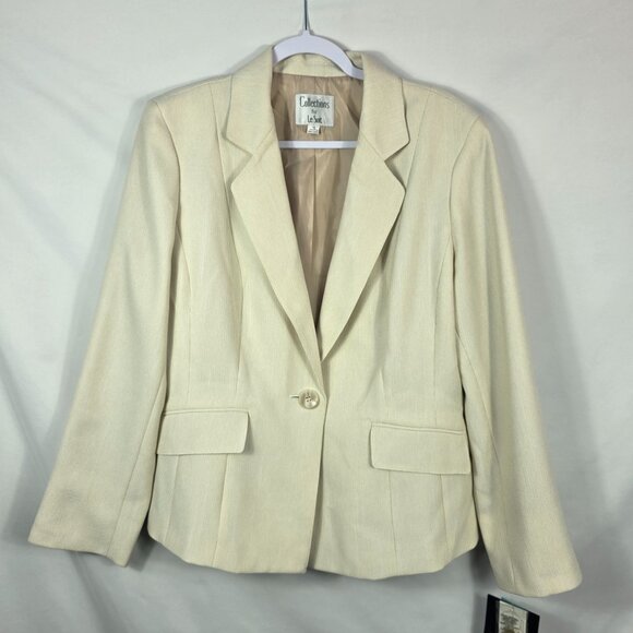 Le Suit Blazer Jacket Women's Size 16 Beige Textured Fabric NEW with Tags - Picture 1 of 13
